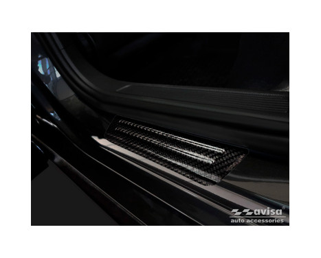 3D Black Carbon Door Sill Fitting for Volkswagen Tiguan II 2016-/Arteon 2017-/Passat Sedan&Vari