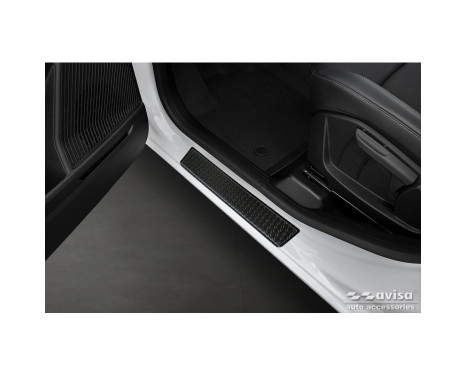 Aluminium Entry Mouldings 'Riffled Plate' suitable for Renault Express 2021- - 2-piece - Black