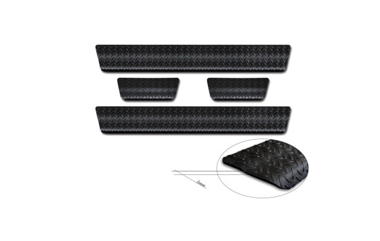 Aluminum Door Sill Moldings 'Riffled Plate' suitable for Toyota Aygo X 2022- - 4-piece - Black, Image 5