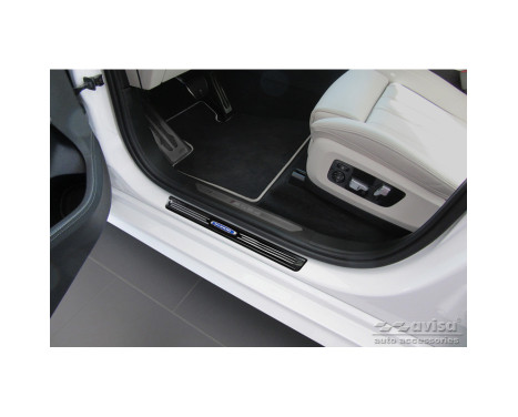 Black glossy stainless steel Door sills suitable for BMW X7 G07 2019- 'Hybrid' - 4-piece