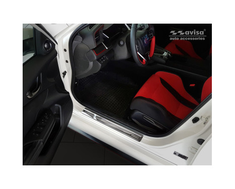 Black glossy stainless steel Door sills suitable for Honda Civic X HB 5-door 2017- 'Sportline' - 4-piece