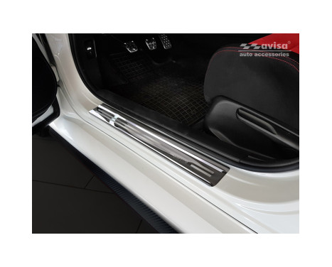 Black glossy stainless steel Door sills suitable for Honda Civic X HB 5-door 2017- 'Sportline' - 4-piece, Image 2