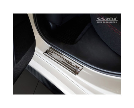 Black glossy stainless steel Door sills suitable for Honda Civic X HB 5-door 2017- 'Sportline' - 4-piece, Image 3