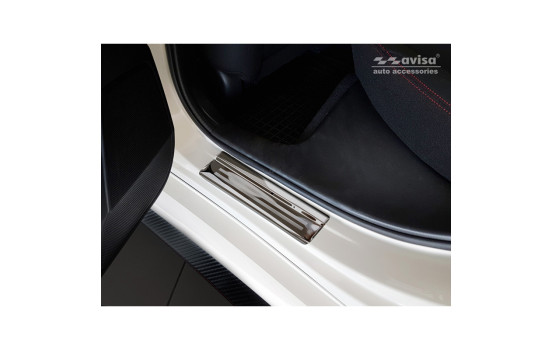 Black glossy stainless steel Door sills suitable for Honda Civic X HB 5-door 2017- 'Sportline' - 4-piece, Image 3