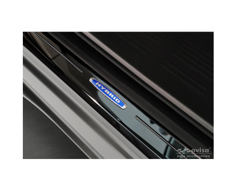 Black glossy stainless steel door sills suitable for Volkswagen Multivan T7 2021- 'Hybrid' - 4 pieces