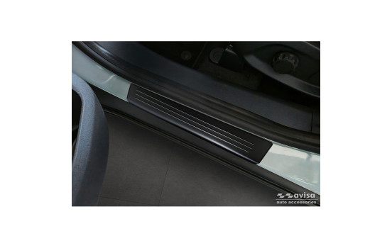 Black Stainless Steel Door Sill Moldings Fits Ford Tourneo Courier II 2023- 'Lines' - 4-Piece, Image 2