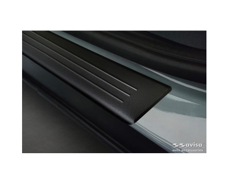 Black Stainless Steel Door Sill Moldings Fits Ford Tourneo Courier II 2023- 'Lines' - 4-Piece, Image 3