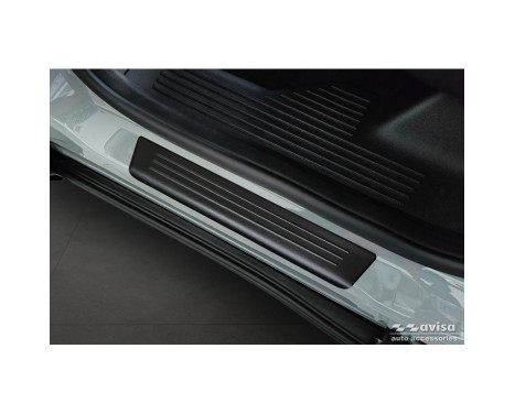 Black Stainless Steel Door Sill Moldings Fits Ford Tourneo Courier II 2023- 'Lines' - 4-Piece, Image 4
