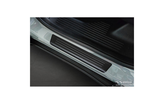 Black Stainless Steel Door Sill Moldings Fits Ford Tourneo Courier II 2023- 'Lines' - 4-Piece, Image 4