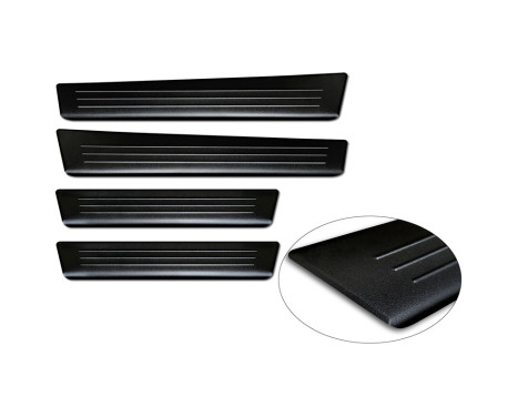 Black Stainless Steel Door Sill Moldings Fits Ford Tourneo Courier II 2023- 'Lines' - 4-Piece, Image 5