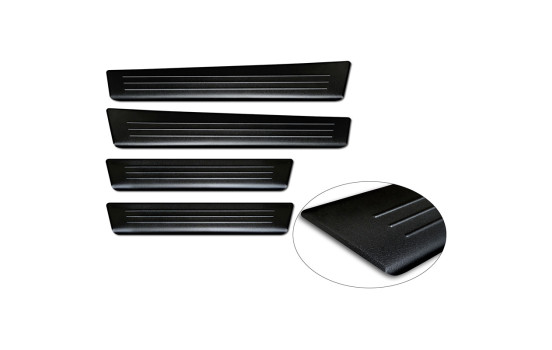 Black Stainless Steel Door Sill Moldings Fits Ford Tourneo Courier II 2023- 'Lines' - 4-Piece, Image 5
