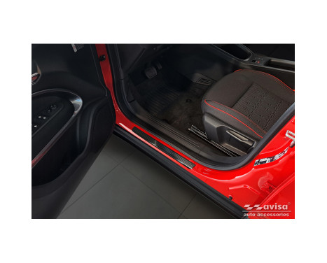 Black stainless steel door sill moldings suitable for Fiat 600(e) (365_) 2023- - 'Lines' - 4-piece