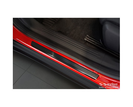 Black stainless steel door sill moldings suitable for Fiat 600(e) (365_) 2023- - 'Lines' - 4-piece, Image 3