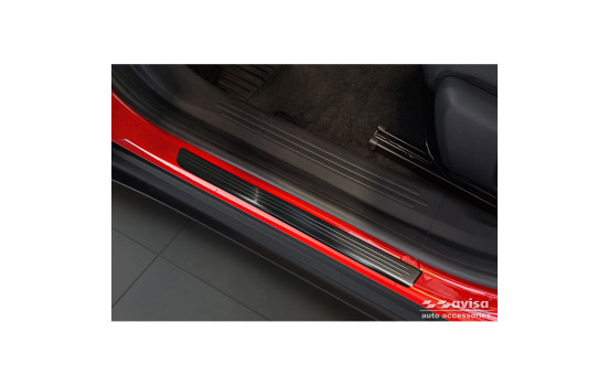 Black stainless steel door sill moldings suitable for Fiat 600(e) (365_) 2023- - 'Lines' - 4-piece, Image 3