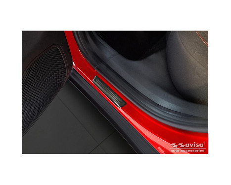 Black stainless steel door sill moldings suitable for Fiat 600(e) (365_) 2023- - 'Lines' - 4-piece, Image 4