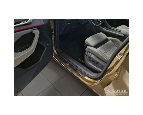 Black stainless steel door sill moldings suitable for Skoda Kodiaq II (PS7) 2024- 'Lines' - 4-piece