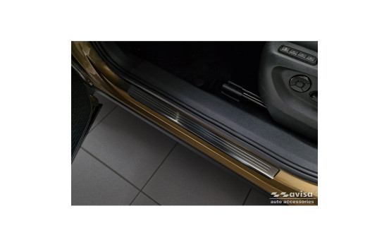 Black stainless steel door sill moldings suitable for Skoda Kodiaq II (PS7) 2024- 'Lines' - 4-piece, Image 2