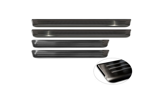 Black stainless steel door sill moldings suitable for Skoda Kodiaq II (PS7) 2024- 'Lines' - 4-piece, Image 5