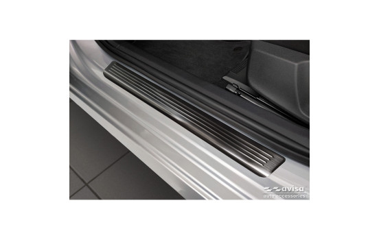 Black stainless steel door sill moldings suitable for Skoda Octavia IV Sedan/Kombi 2020- 'Lines' - 4-piece