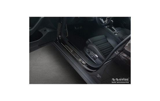 Black Stainless Steel Door Sill Moldings Suitable for Volkswagen Passat 3G Sedan/Variant 2014-2023 - 'Lines' - 4