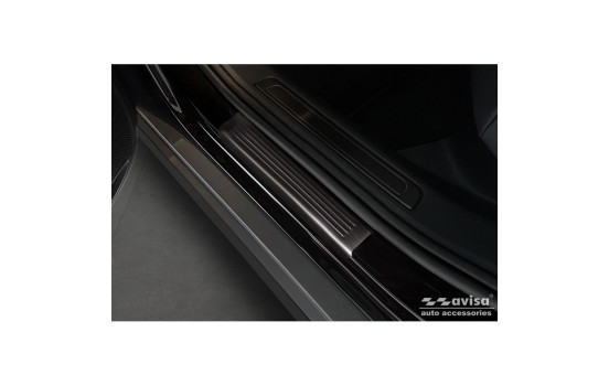 Black Stainless Steel Door Sill Moldings Suitable for Volkswagen Passat 3G Sedan/Variant 2014-2023 - 'Lines' - 4, Image 4