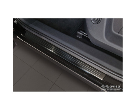 Black stainless steel door sill moldings suitable for Volkswagen Tiguan III (CT1) 2024- - 'Lines' - 4-piece, Image 2