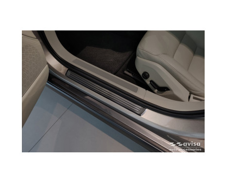 Black Stainless Steel Door Sill Moldings Suitable for Volvo V90 & V90 Cross Country 2016- - 'Lines' - 4-piec