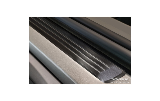 Black Stainless Steel Door Sill Moldings Suitable for Volvo V90 & V90 Cross Country 2016- - 'Lines' - 4-piec, Image 3