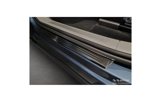 Black stainless steel door sill moldings suitable for Volvo XC60 II 2017-2021 & FL 2021- incl. R-Design - 'Lines, Image 2
