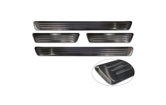 Black stainless steel door sill moldings suitable for Volvo XC60 II 2017-2021 & FL 2021- incl. R-Design - 'Lines, Image 5