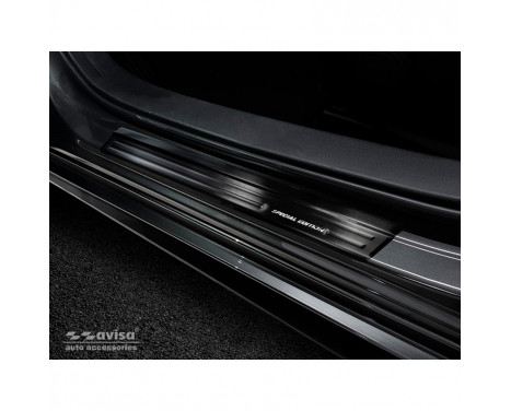Black stainless steel door sill panels Mazda 3 HB 5-door 2019-... - Brushed Steel 'Special Edition' 4 pcs