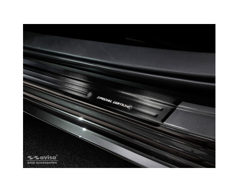 Black stainless steel door sill panels Mazda 3 HB 5-door 2019-... - Brushed Steel 'Special Edition' 4 pcs, Image 2