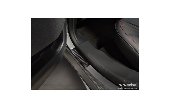 Black stainless steel door sills suitable for Ford Mustang Mach-E 2020 - 'Lines' - 4-piece, Image 4