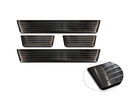 Black stainless steel Door sills suitable for Honda Jazz Crosstar 2020- 'Lines' - 4-piece, Image 6