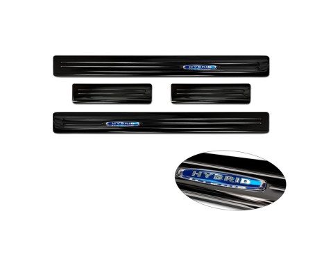 Black stainless steel door sills suitable for Hyundai Kona 2017-2020 & FL 2020- 'Hybrid' - 4-piece, Image 5