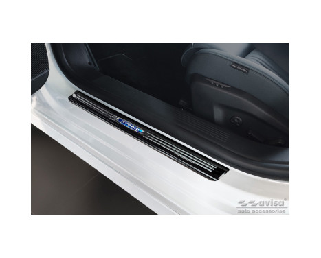 Black stainless steel door sills suitable for Peugeot 308 III 2021- 'Hybrid' - 4-piece