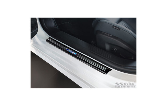 Black stainless steel door sills suitable for Peugeot 308 III 2021- 'Hybrid' - 4-piece