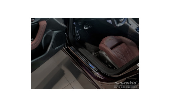 Black stainless steel door sills suitable for Peugeot 508 II Sedan 2019- 'Hybrid' - 4-piece, Image 2