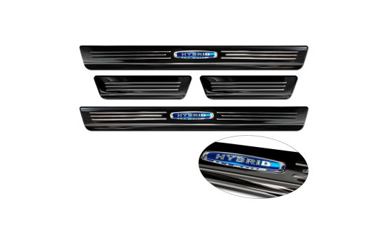 Black stainless steel door sills suitable for Skoda Octavia IV Sedan/Combi 2020- 'Hybrid' - 4-piece, Image 4
