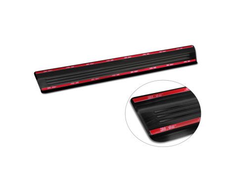 Black stainless steel door sills suitable for Tesla Model S 2012-2016 & Facelift 2016 - 'Lines' - 4-piece, Image 6