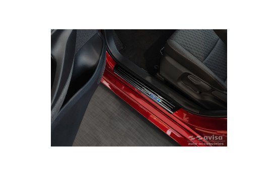 Black stainless steel door sills suitable for Toyota Yaris IV Hatchback 2020- 'Hybrid' - 4-piece