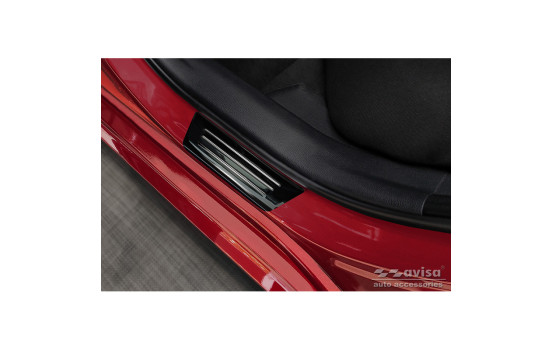 Black stainless steel door sills suitable for Toyota Yaris IV Hatchback 2020- 'Hybrid' - 4-piece, Image 4