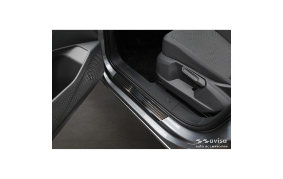 Black stainless steel door sills suitable for Volkswagen Caddy V 2020 - 2-piece