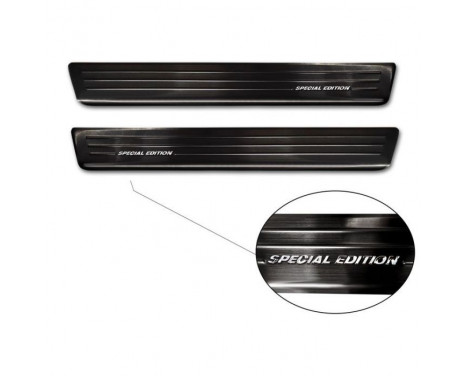 Black stainless steel door sills suitable for Volkswagen Caddy V 2020- - 'Special Edition' - 2-piece, Image 4