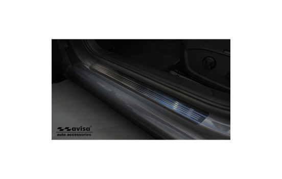 Black stainless steel door sills suitable for Volkswagen Golf VIII HB 2020- Brushed Steel 'Lines' - 4-piece