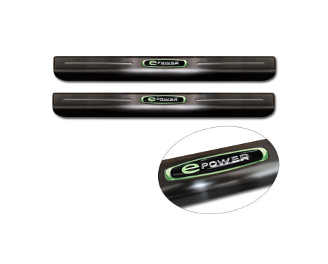Black stainless steel Door sills suitable for Volkswagen ID.Buzz 2022- 'E-Power' - 2-piece, Image 4
