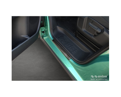 Black stainless steel door sills suitable for Volkswagen ID.Buzz 2022 - - 'Lines' - 2-piece