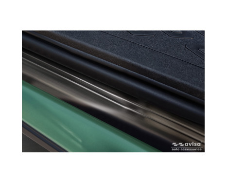 Black stainless steel door sills suitable for Volkswagen ID.Buzz 2022 - - 'Lines' - 2-piece, Image 3