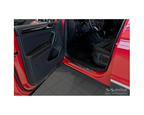 Black stainless steel door sills suitable for Volkswagen Tiguan II 2016-2020 & FL 2020- 'Hybrid' - 4-piece