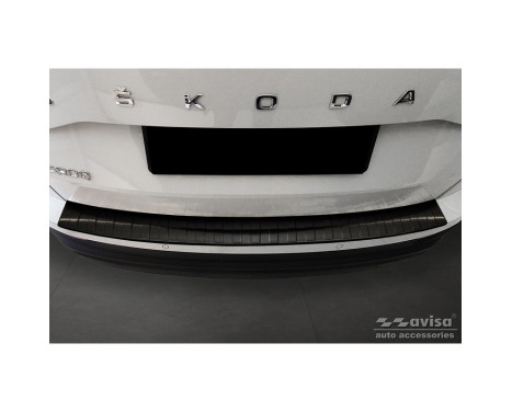 Black Stainless Steel Rear Bumper Protector suitable for Skoda Karoq Facelift 2022- 'Ribs', Image 2